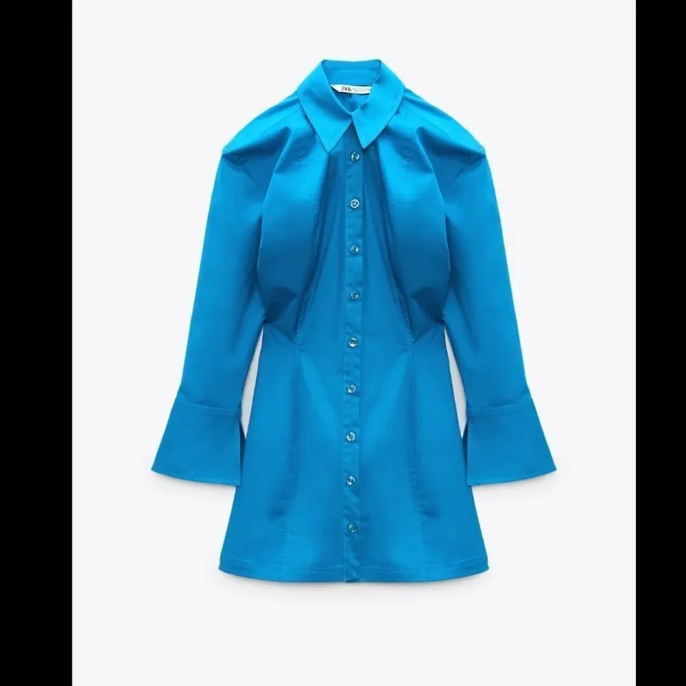 Zara blue cotton shirtdress - Picture 7 of 10